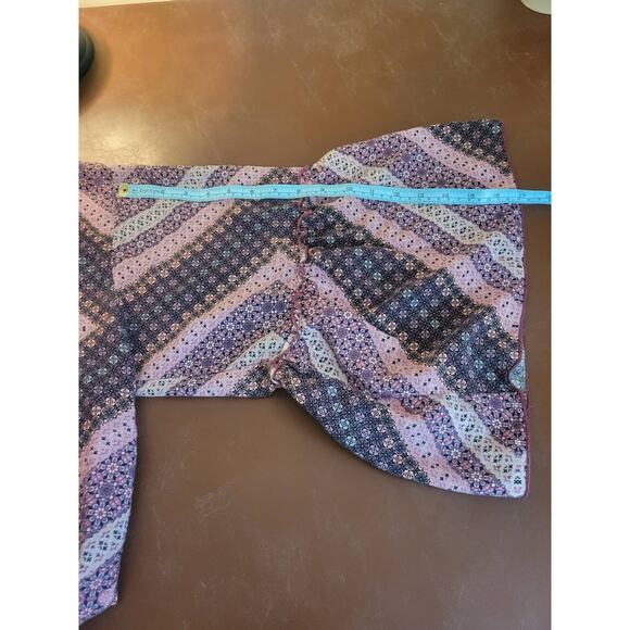 Lavender Field  Crop Top Pink Gray Boho Front Tie Bell Sleeve Women's Size Large - Picture 7 of 10